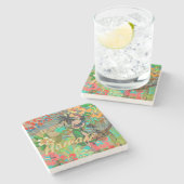 Hawaii Flower Hula  Floral Graphic Stenen Onderzetter (Zijkant)