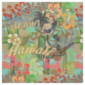 Hawaii Flower Hula Floral Graphic Stof (Close Up)
