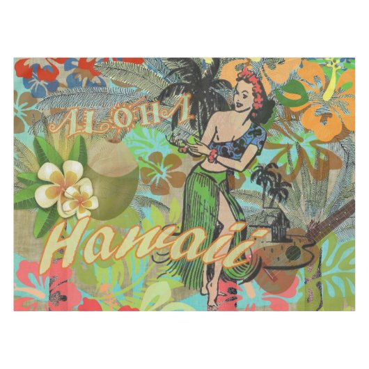 Hawaii Flower Hula  Floral Graphic Tafelkleed (Voorkant (Horizontaal))
