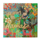 Hawaii Flower Hula Floral Graphic Tegeltje (Voorkant)