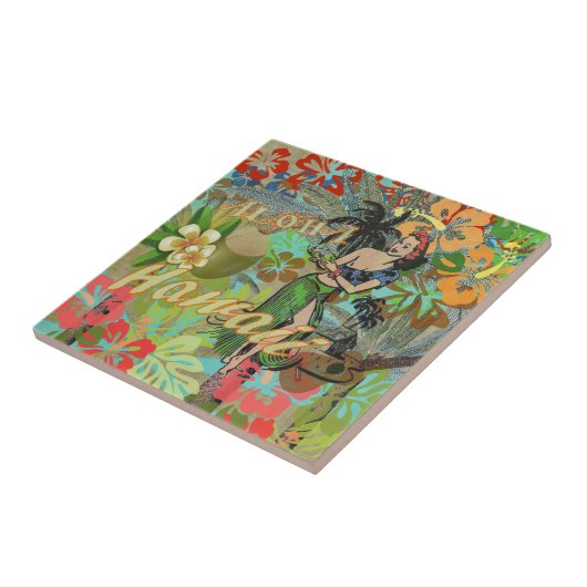 Hawaii Flower Hula Floral Graphic Tegeltje (Zijkant)