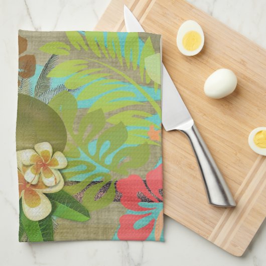 Hawaii Flower Hula  Floral Graphic Theedoek (Quarter Fold)