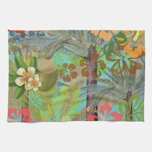 Hawaii Flower Hula  Floral Graphic Theedoek (Horizontaal)