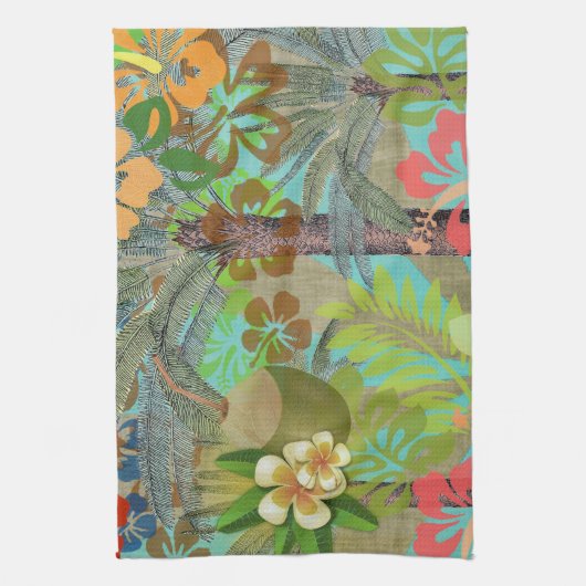 Hawaii Flower Hula  Floral Graphic Theedoek (Verticaal)
