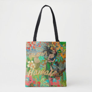 Hawaii Flower Hula  Floral Graphic Tote Bag