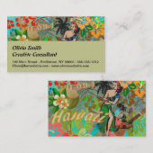 Hawaii Flower Hula  Floral Graphic Visitekaartje (Voorkant / Achterkant)