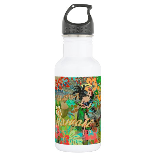Hawaii Flower Hula  Floral Graphic Waterfles (Voorkant)