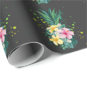 Hawaii Flower Pineapple Art Vacking Cadeaupapier (Rol Hoek)