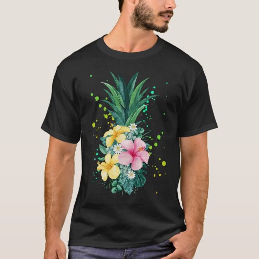 Hawaii Flower Pineapple Art Vacking T-shirt (Voorkant)