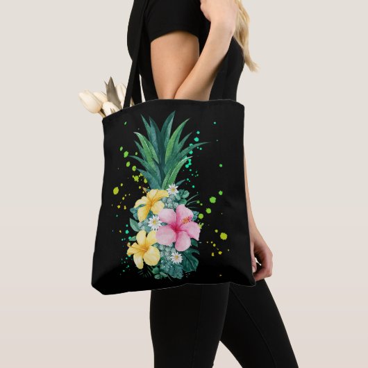 Hawaii Flower Pineapple Art Vacking Tote Bag (Dichtbij)