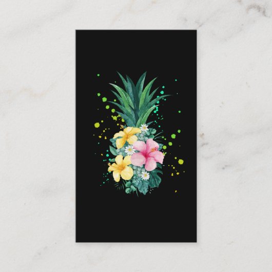Hawaii Flower Pineapple Art Vacking Visitekaartje (Voorkant)