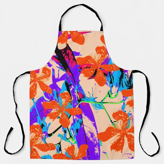 Hawaii Flowers Pink en Paars Schort (Voorkant)