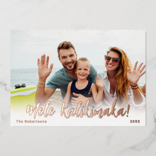 Hawaii Folie kerstfotokaart Mele Kalikimaka Folie Feestdagenkaart