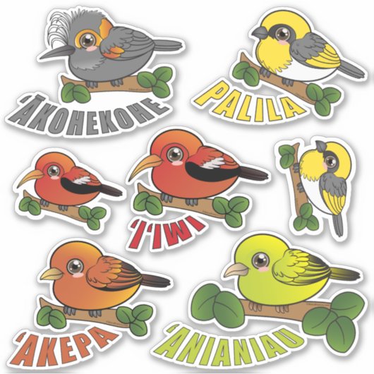 Hawaii Forest Vogelpakket Sticker (Voorkant)