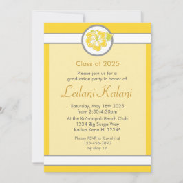 Hawaii geel thema hibiscus afstuderen uitnodiging