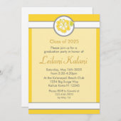 Hawaii geel thema hibiscus afstuderen uitnodiging (Voorkant / Achterkant)