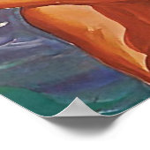 Hawaii, gelukkig surfende koppel, oud reisje poster (Hoek)