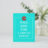 Hawaii Gift Will Kiss voor een reis naar Hawaï Briefkaart (Staand voorkant)