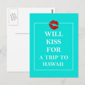 Hawaii Gift Will Kiss voor een reis naar Hawaï Briefkaart (Voorkant / Achterkant)