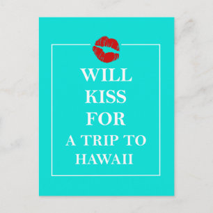 Hawaii Gift Will Kiss voor een reis naar Hawaï Briefkaart