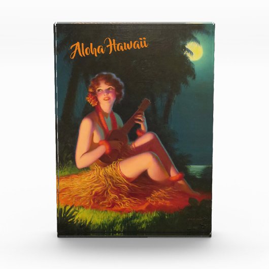 Hawaii Girl met Ukulele Fotoblokken (Voorkant)
