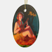 Hawaii Girl met Ukulele Keramisch Ornament (Links)
