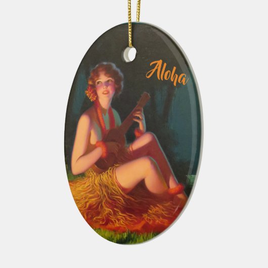 Hawaii Girl met Ukulele Keramisch Ornament (Links)