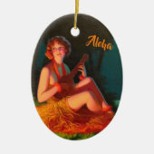 Hawaii Girl met Ukulele Keramisch Ornament (Voorkant)