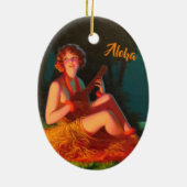 Hawaii Girl met Ukulele Keramisch Ornament (Achterkant)
