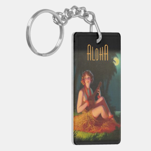 Hawaii Girl met Ukulele Sleutelhanger (Voorkant Links)
