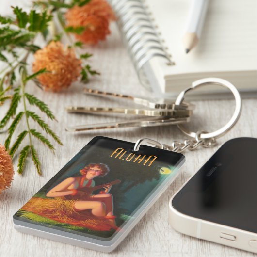 Hawaii Girl met Ukulele Sleutelhanger (Voorkant Rechts)