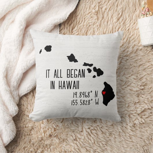 Hawaii GPS-coördinaten met hart Kussen (Deken)