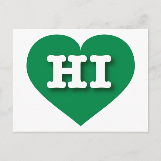 Hawaii Green Heart - Ik hou van HI Briefkaart (Voorkant)