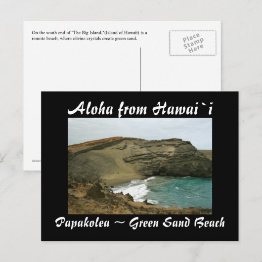 Hawaii Green Sand Beach Briefkaart (Voorkant / Achterkant)