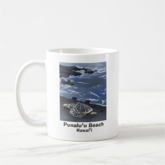 Hawaii Green Sea Turtle on Black Sand Beach  Coffe Koffiemok