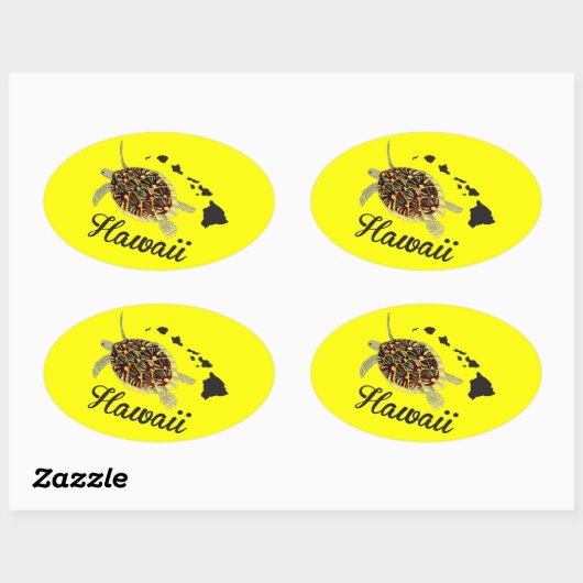 Hawaii Green Zee Turtle Ovale Sticker (Vel)