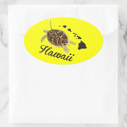 Hawaii Green Zee Turtle Ovale Sticker (Tas)