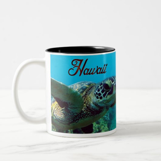 Hawaii Green Zee Turtle Tweekleurige Koffiemok (Links)