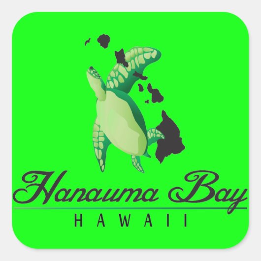Hawaii Green Zee Turtle Vierkante Sticker (Voorkant)