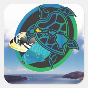 Hawaii Green Zee Turtle Vierkante Sticker
