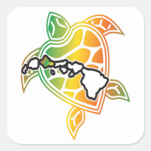 Hawaii Green Zee Turtle Vierkante Sticker