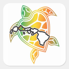 Hawaii Green Zee Turtle Vierkante Sticker