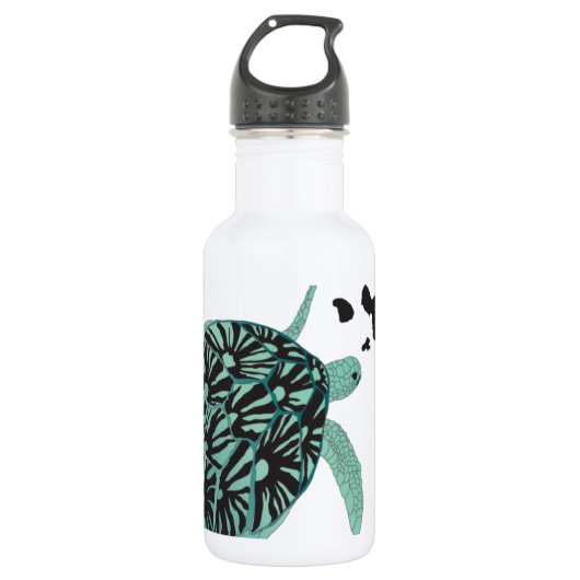 Hawaii groene Zee Schildpad en Hawaï-eilanden Waterfles (Voorkant)