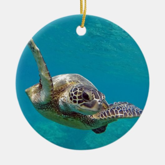 Hawaii Groene Zeeen Schildpad - Honu Keramisch Ornament (Voorkant)