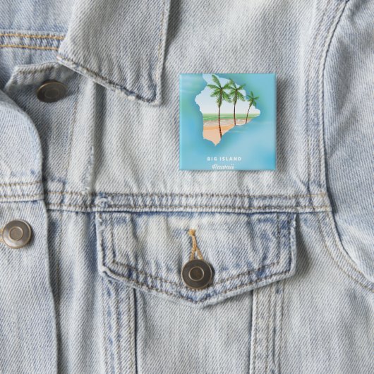 Hawaii groot eiland vierkante button 5,1 cm (In situ)