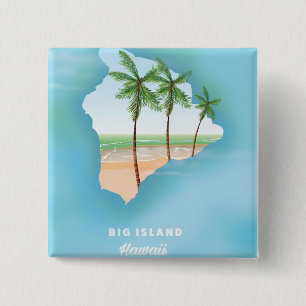 Hawaii groot eiland vierkante button 5,1 cm