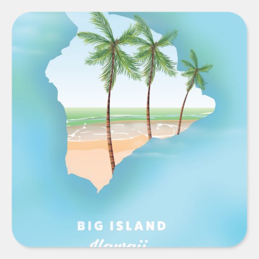 Hawaii groot eiland vierkante sticker (Voorkant)