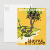 Hawaii groot eiland vintage reisposter briefkaart (Voorkant / Achterkant)