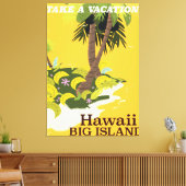 Hawaii groot eiland vintage vakantie canvas afdruk (Insitu (Woonkamer))