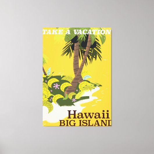Hawaii groot eiland vintage vakantie canvas afdruk (Voorkant)